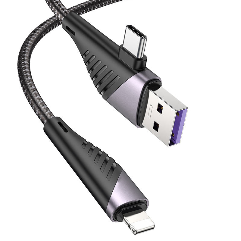 Câble de données à chargement rapide USB-A / USB-C vers Lightning en nylon tressé (1 m) Câble de données à chargement rapide USB-A / USB-C vers Lightning en nylon tressé (1 m)
